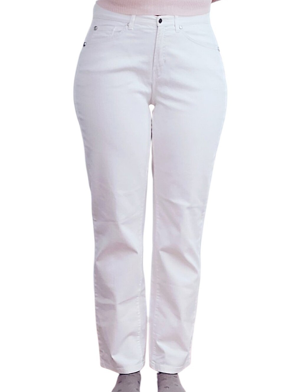 Vintage Premium CAMBIO "Norah" Comfy White Straight Jeans